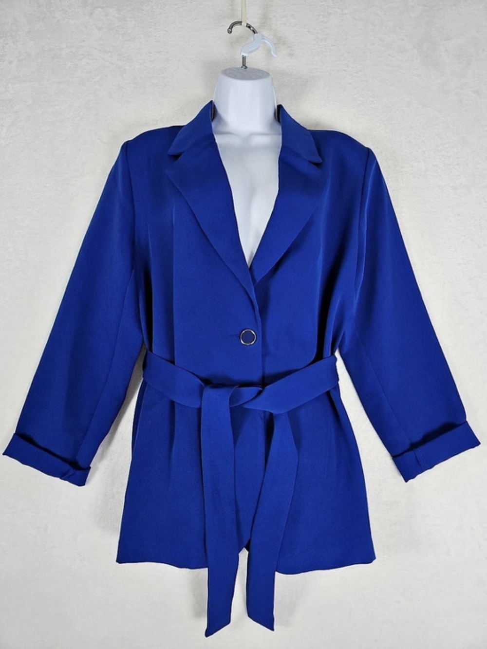 SOHO Belted Trench Coat in Blue Size Large